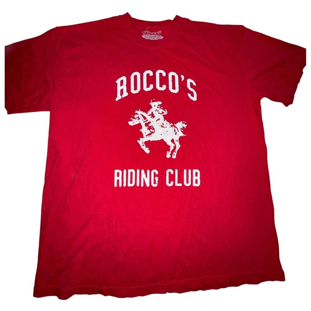 Rocco's Riding Club Graphic T-Shirt Mens XL Red Short Sleeve Cowboy Western Tee